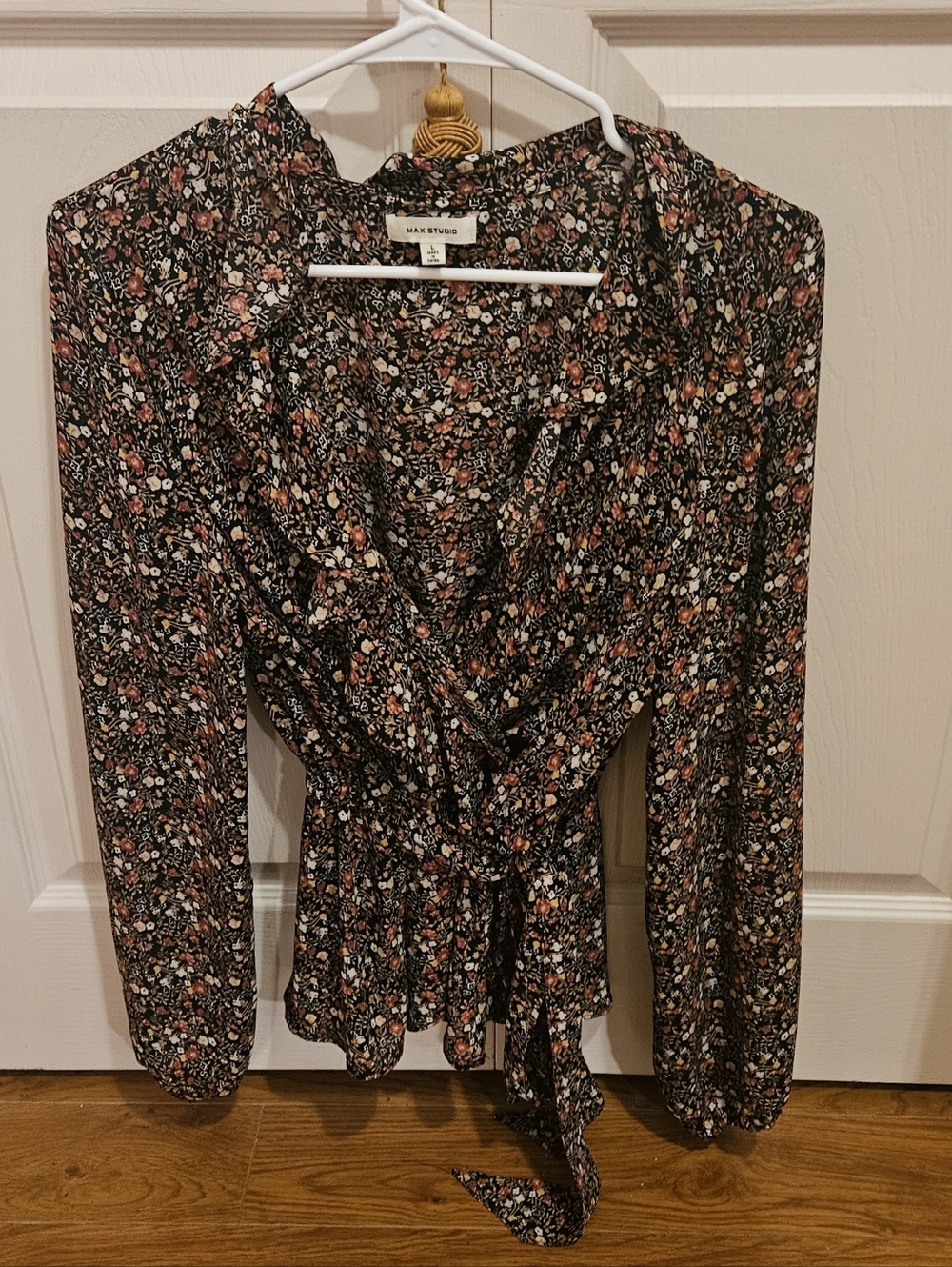 Max Studio Floral Faux Wrap Peplum Blouse, NWOT